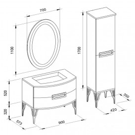 Раковина для ванной Marsan Sabrine 900 стеклянная на тумбу SABRINE900