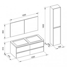 Раковина для ванної Marsan Therese 1200 врізна штучний камінь білий THERESE120