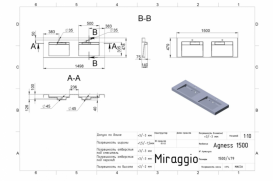 Раковина для ванної Miraggio Agness 1000 накладна з 2 чашами білий матовий 0000152