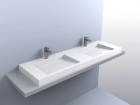 Раковина для ванної Miraggio Agness 1500 накладна з 2 чашами білий глянсовий 0000151