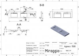Раковина для ванної Miraggio Agness 1500 накладна з 2 чашами білий глянсовий 0000151