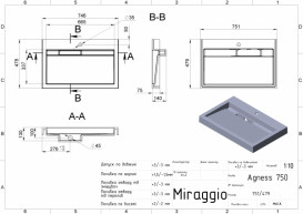 Раковина для ванной Miraggio Agness 750 накладная Mirasoft Technology белый матовый 0001058