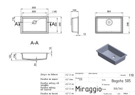 Раковина для ванної Miraggio Bogota 505 мармур литий Miramarble білий 0000492