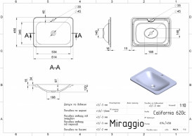 Раковина для ванной Miraggio California 61,4x45,6 см кварцевый песок Mirastone серый 0000387