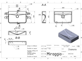 Раковина для ванної Miraggio Chamonix matt 60х43  см Miramarble Matt білий матовий 0002206