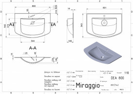 Раковина для ванной Miraggio Dea 800 литой мрамор Mirasoft Technology белый 0001589