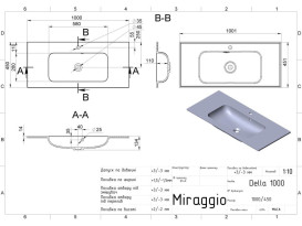 Раковина для ванной Miraggio Della 1000 100,1х45,1 см Mirastone black shine 8813462