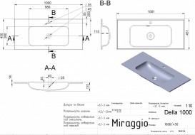 Раковина для ванної Miraggio Della 1000 врізна з отвором під змішувач білий глянсовий 0000166