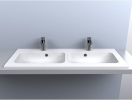 Раковина для ванной Miraggio Della 1100-2 врезная двойная с отверстиями под смеситель белый глянцевый 0000168