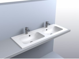 Раковина для ванної Miraggio Della 1200-2 врізна подвійна з отворами під змішувач білий глянсовий 0000172