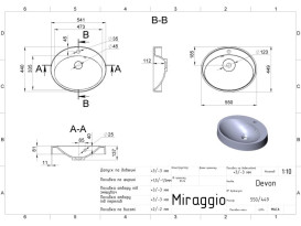 Раковина для ванной Miraggio Devon 55х44,9 см Mirastone black shine 8813458