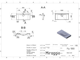 Раковина для ванной Miraggio Fly 1000 100х48 см Mirastone black shine 8813463