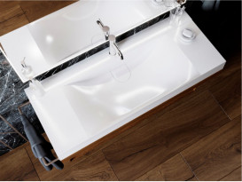 Раковина для ванної кімнати Miraggio Fly 1200 литой мрамор Miramarble білий 0000669