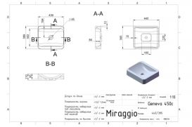 Раковина для ванной Miraggio Geneva 450 накладная белый матовая 0000202