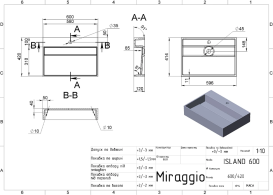 Раковина для ванной Miraggio Island 600 Miramarble белый глянцевый 0001761