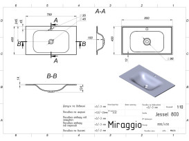 Раковина для ванной Miraggio Jessel 800 80х45 см Mirastonе black shine 0002602
