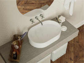 Раковина для ванной Miraggio Kira 60х40 см литой мрамор Miramarble белый матовый 00001006