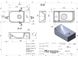 Раковина для ванної Miraggio KO L Matt 40х22 см Miramarble Matt білий матовий 69125608
