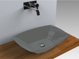 Раковина для ванной Miraggio Lex S 55,5х40 см литой мрамор Miramarble серый глянцевый 0000208