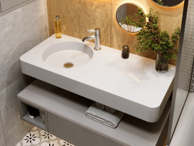 Раковина для ванной Miraggio Loop 1000 L 99,7х44,8 см Miramarble белый глянцевый 8813930