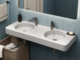 Раковина для ванной Miraggio Loop 1200-2 119,7х44,8 см Miramarble белый глянцевый 8814001