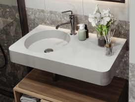 Раковина для ванної Miraggio Loop 800 L 79,7х44,8 см Miramarble білий глянсовий 8813981