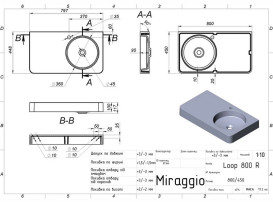 Раковина для ванной Miraggio Loop R 80х45 см литой мрамор Miramarble белый матовый 8814188