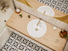 Раковина для ванної Miraggio Madison Ø43 см литой мармур Miramarble білий 0001053