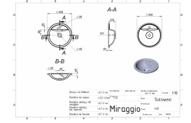 Раковина для ванної MIRAGGIO SULAWESI 43х43 см Miramarble Matt білий 0000743