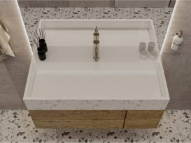 Раковина для ванной Miraggio Mares 1000 литой мрамор Miramarble белый матовый 0000770