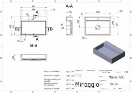 Раковина для ванної кімнати Miraggio Mares 600 Mirasoft Technology білий матовий 0001100