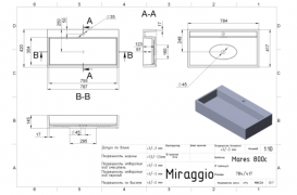 Раковина для ванної Miraggio Mares 800 накладна з отвором для змішувача білий матовий 0000216