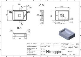 Раковина для ванной Miraggio Marrakesh L 51,9х38 см литой мрамор Miramarble белый матовый 8814258