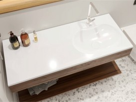 Раковина для ванної Miraggio New York R 120х50 см литий мармур Miramarble білий матовий 0000915