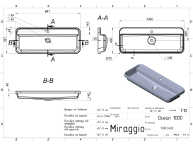 Раковина для ванной Miraggio Ocean 1000 Matt 100х40 см Miramarble Matt белый матовый 8813863