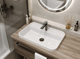 Раковина для ванної Miraggio Ocean 600 60х40 см Miramarble білий глянсовий 8813901