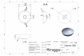 Раковина для ванной Miraggio Palermo 500 накладная белый матовый 0000231
