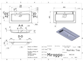 Раковина для ванной Miraggio Rostriks Tres 800 80х42 см Mirasoft белый  0001585
