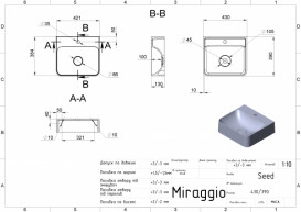 Раковина для ванной Miraggio Seed 43х39 см кварцевый песок Mirastone черный 0001499