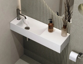 Раковина для ванной Miraggio Shanghai L 80,8х25,8 см литой мрамор Miramarble белый матовый 0000691