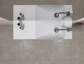 Раковина для ванної Miraggio Shanghai R 80,8 х25, 8 см литий мармур Miramarble білий 0000576