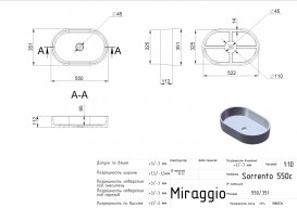 Раковина для ванної Miraggio Sorrento 550 накладна білий глянсовий 0000244