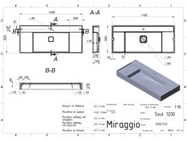 Раковина для ванной Miraggio Soul 1200 120х53 см Miramarble белый глянцевый 8813394