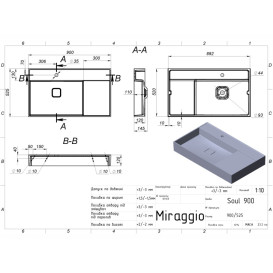 Раковина для ванної Miraggio Soul 900 90х53 см Miramarble білий глянсовий 8813319