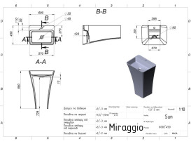 Раковина для ванної Miraggio Sun 600 60х45 см підлогова Miramarble білий глянцевий 0002390
