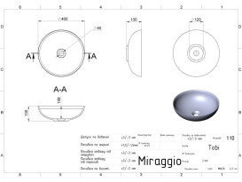 Раковина для ванной Miraggio Tobi 400 40х40 см Miramarble белый глянцевый 0002699