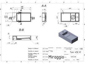 Раковина для ванной Miraggio Toni 45х22 см R литой мрамор Mirasoft Technology белый 8814212