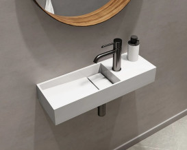 Раковина для ванної Miraggio Toni 65х22 см L мармур литий Miramarble білий матовий 8814236