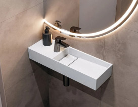 Раковина для ванной Miraggio Toni 65х22 см R литой мрамор Miramarble белый 8814238