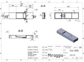 Раковина для ванної Miraggio Toni 85х22 см L мармур литий Miramarble білий 8814204